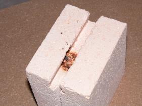 brick burned by a frying element