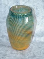 blue and yellow swirl vase