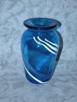 blue white cane vase