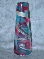 silver leaf 'red and blue twist' narrow vase