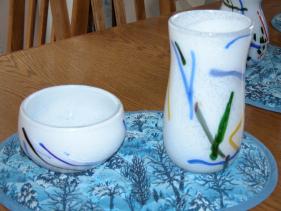 blue & white cane bowl