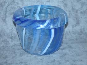 blue folded lip cane bowl