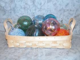 christmas balls in a basket