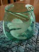 green speckle & cane vase