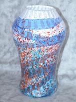 large white with blue swirl vase