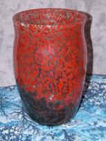 red & blue 'lawn art' vase
