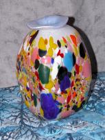 blue & white mosaic jar